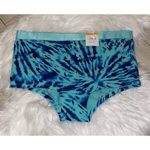 Jenni Boyshorts Panties Tie Dye Cotton Blend Womens S Small Teal Blue Green
